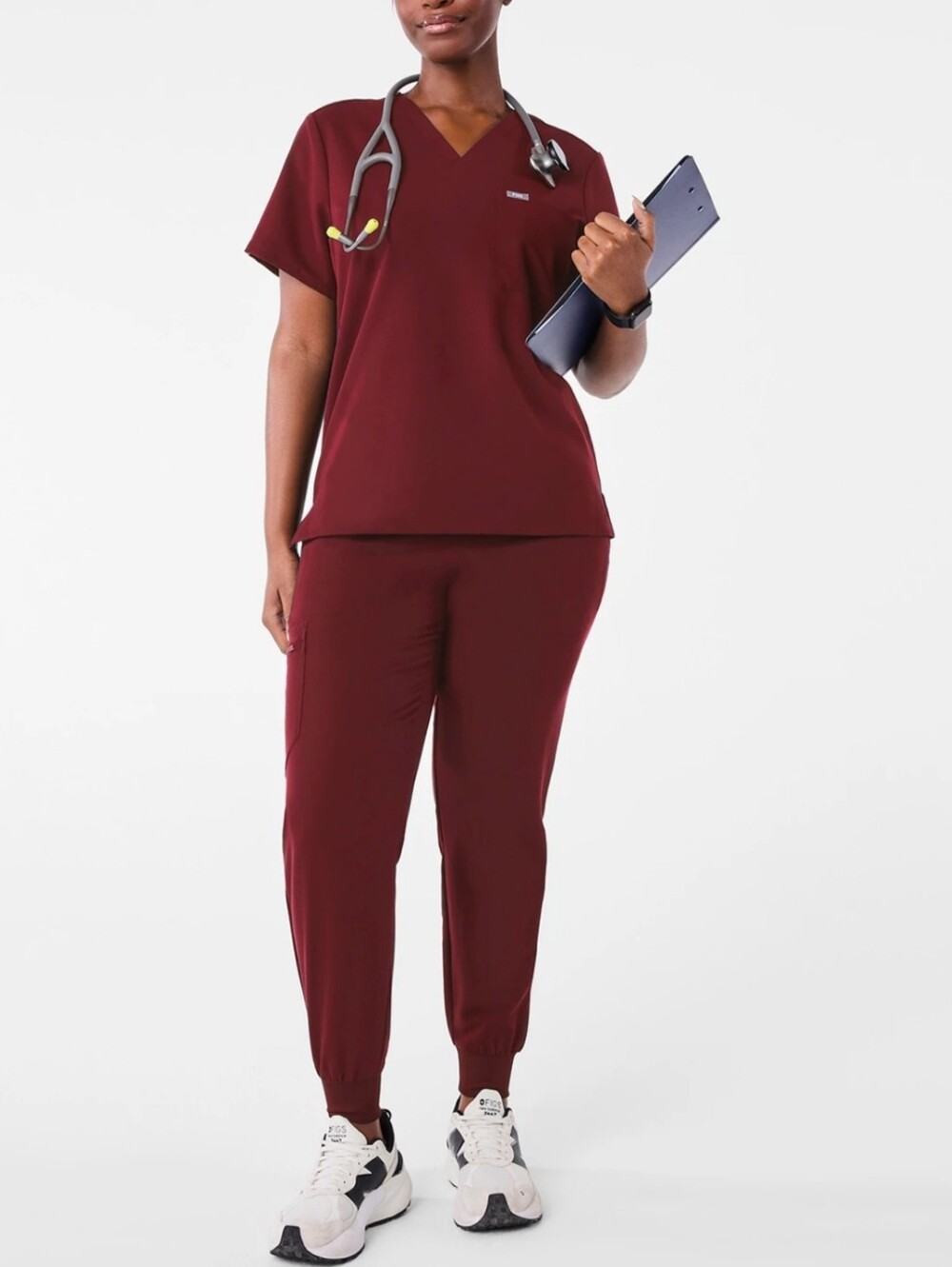 Figs scrub set Catarina top Zamora jogger pants Burgundy XL